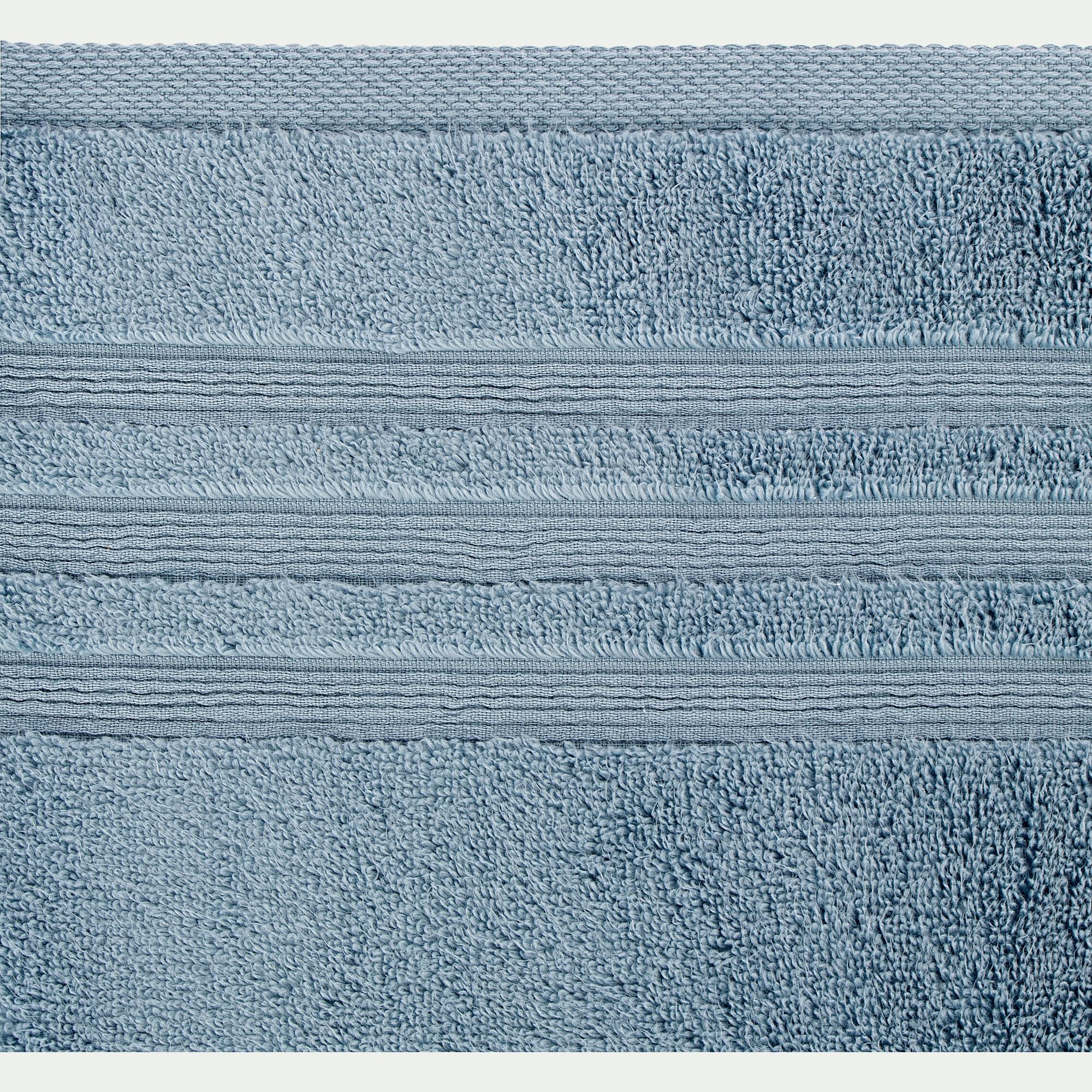 NOUN - Lot de 2 serviettes invité bouclette en coton - bleu autan 30x50cm