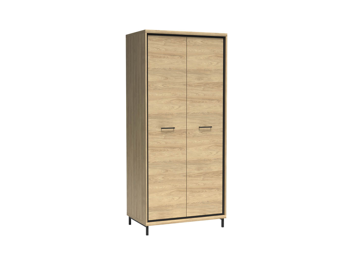 Szafa MILAN 2D 92 cm Natural Hikora / Czarny z Nóżkami