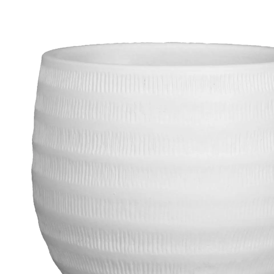 Floran Bloempot Lena - wit - mat - geribbeld - keramiek - 14 x 11 cm