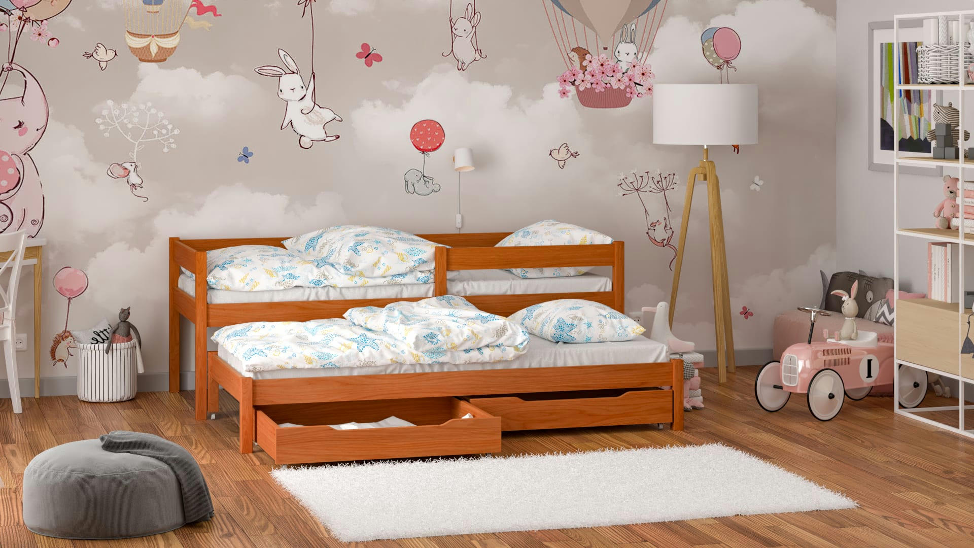 - Lit simple en pin massif&MDF 180x80 colour teck