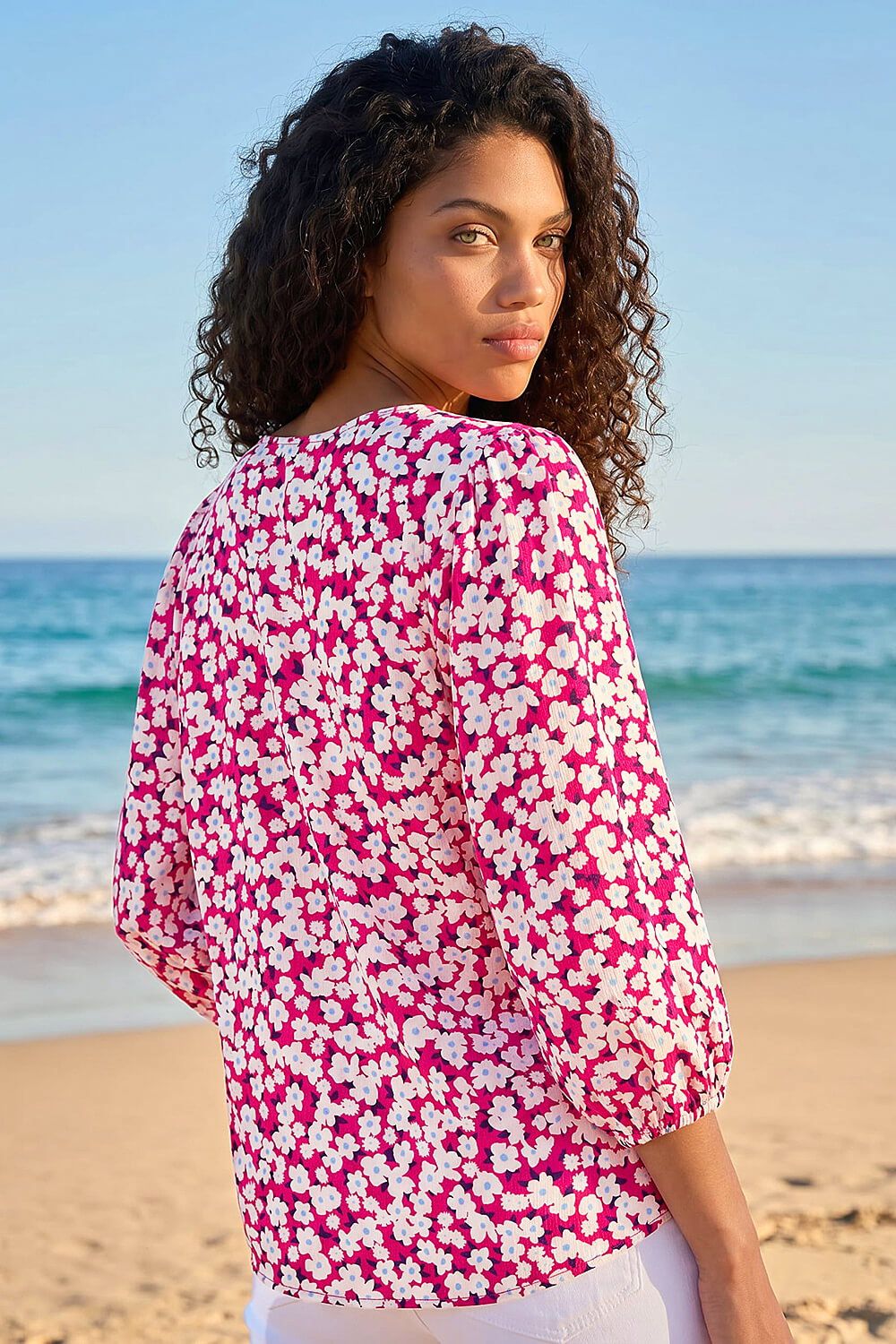 Roman Petite Ditsy Floral Button Up Blouse