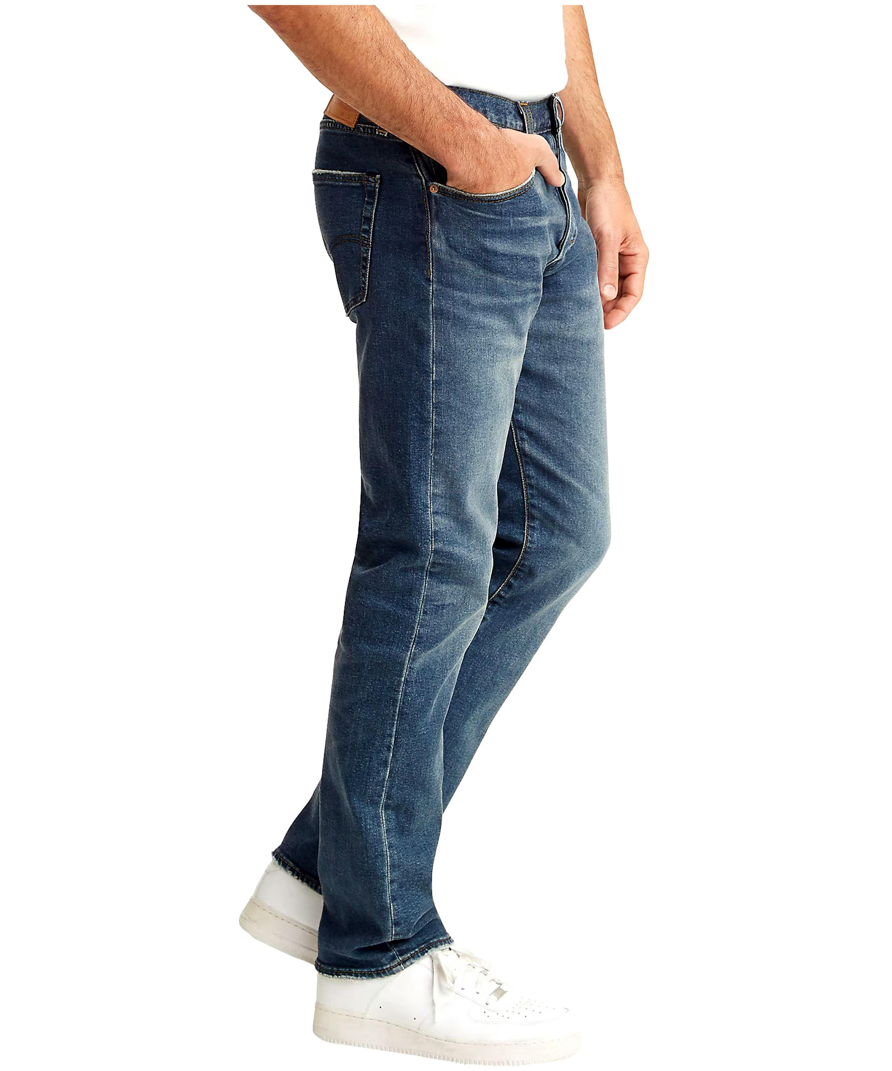 Levi's Men's 501 Mid Rise Straight Fit Button Fly Jeans - Dark Wash