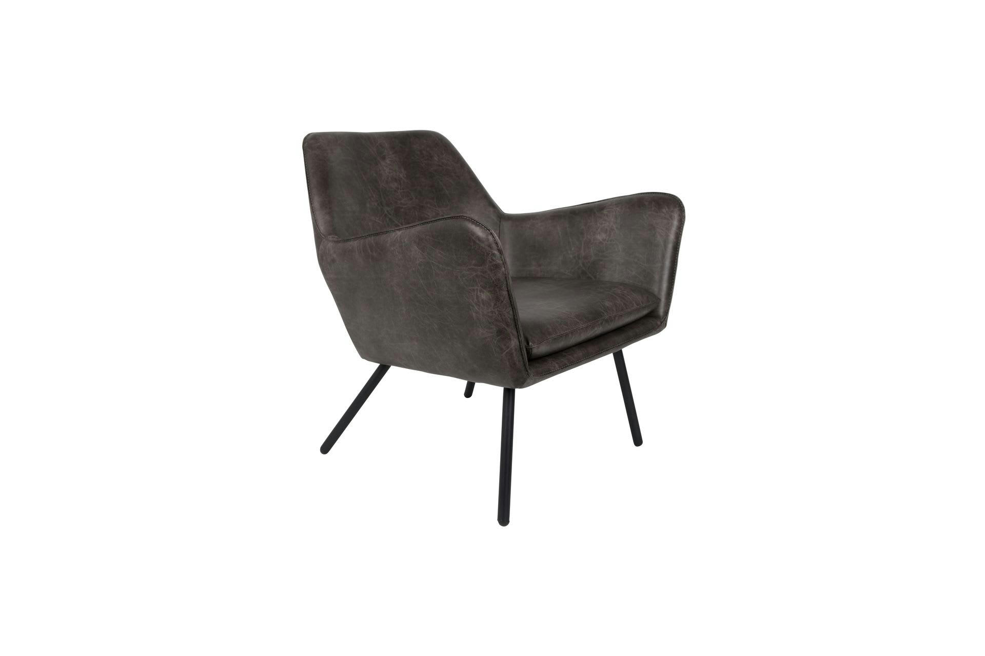 BON - Fauteuil en cuir gris foncé