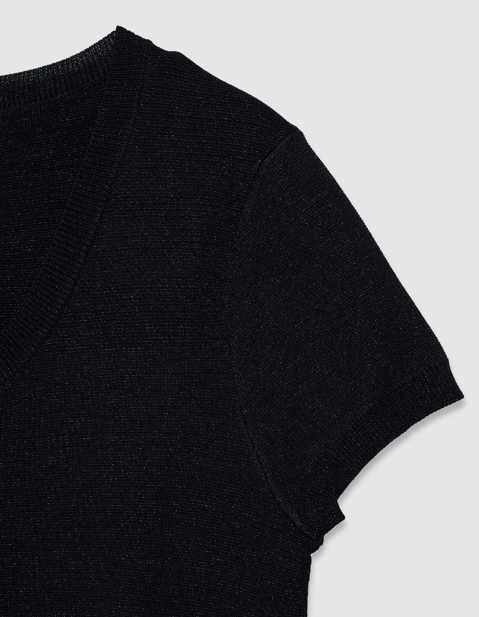 Pull fin noir pailleté encolure boutonnée Femme