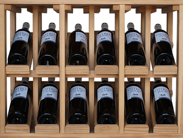 Meuble Range Bouteille de vin Série Godello en Pin Clair présentoir 6 bouteilles avec LED