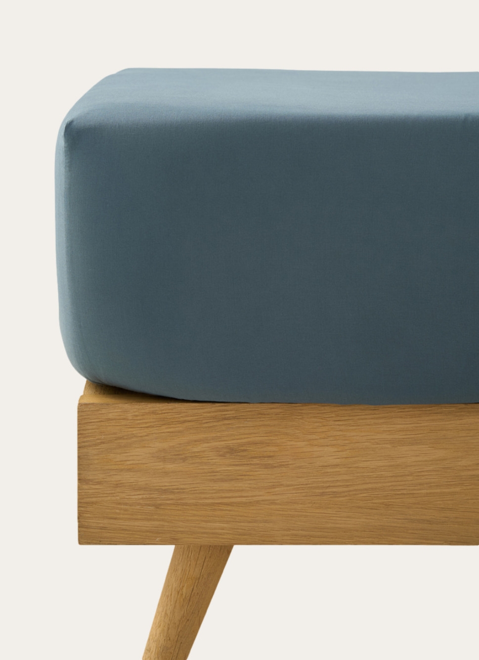 DRAP HOUSSE UNI EN COTON LAVÉ BIO GRIS BLEU