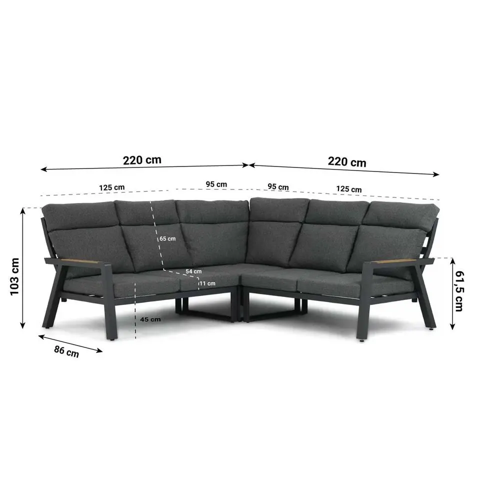 Hoek loungeset 5 personen Aluminium/teak Grijs Lifestyle Garden Furniture