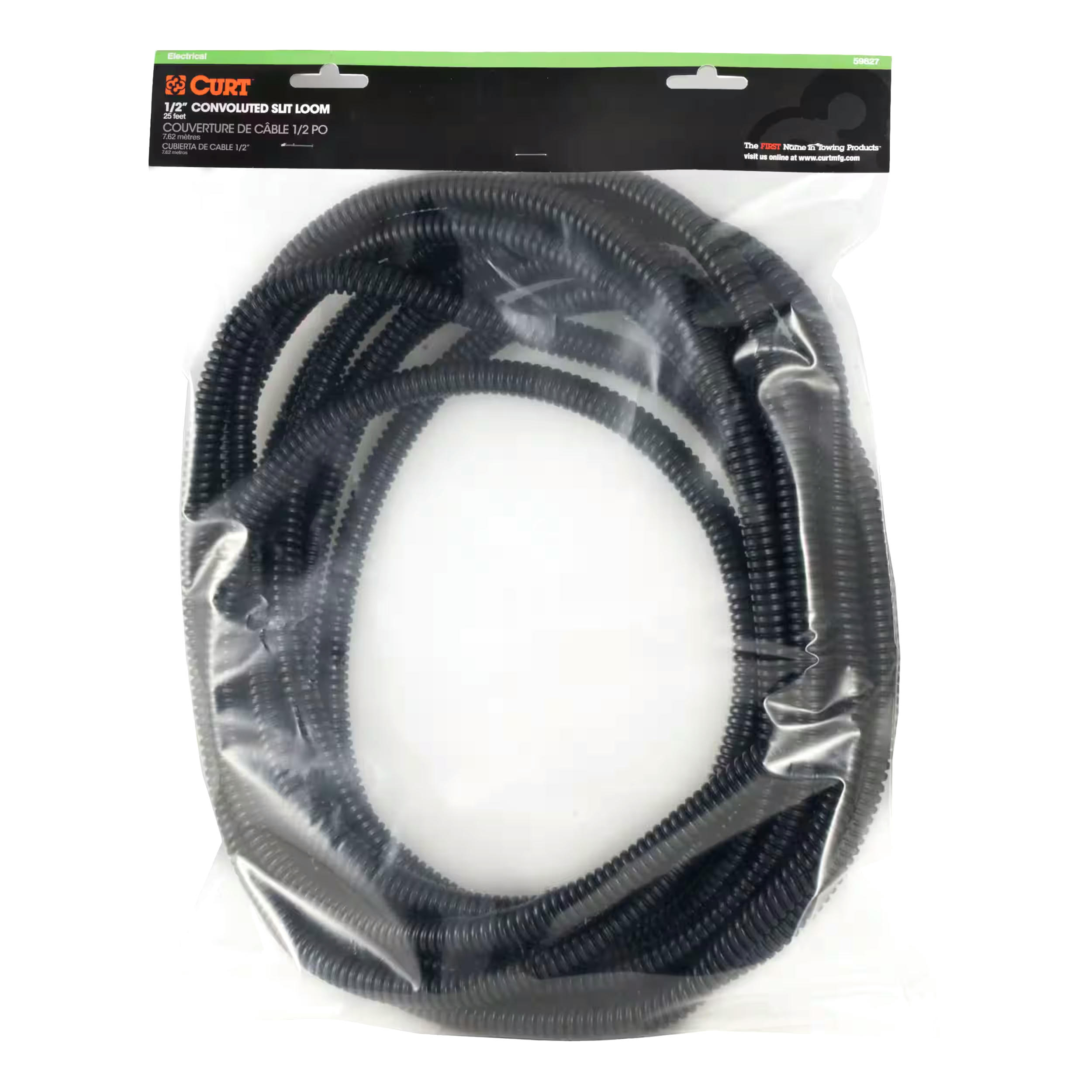 CURT Convoluted Slit Loom Tubing, 1/2-in x 25-ft (Packaged)