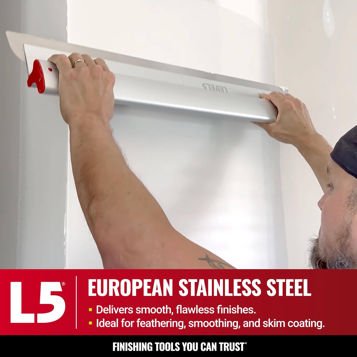 LEVEL5 32-Inch Skimming Blade | Precision 0.3mm German stainless steel blade insert (replaceable), ergonomic aluminum blade profile | 4-932