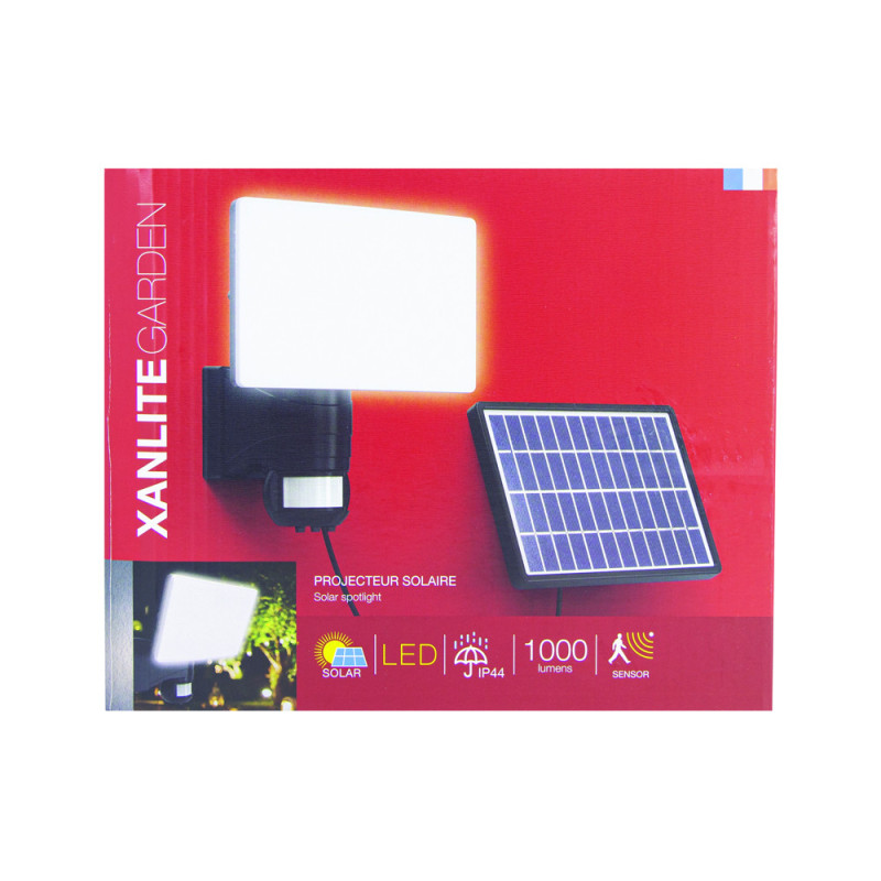 Projecteur LED solaire avec détecteur de mouvement noir 1000 lm XANLITE