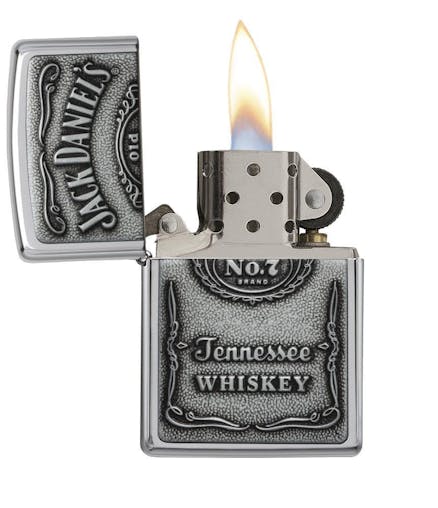 Zippo Jack Daniel's Label Brass Chip Lighter - High Polished Chrome