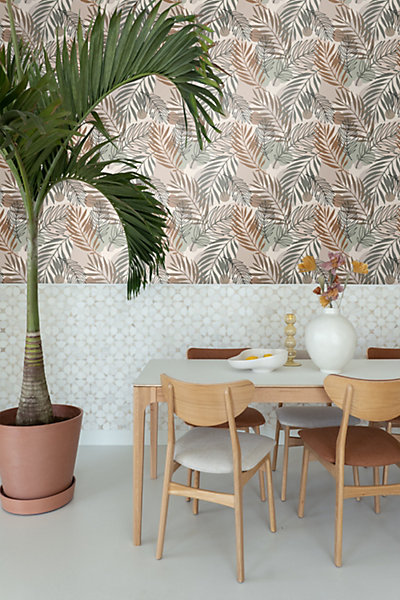 ESTAhome papier peint feuilles beige et vert grisé 50 x 900 cm