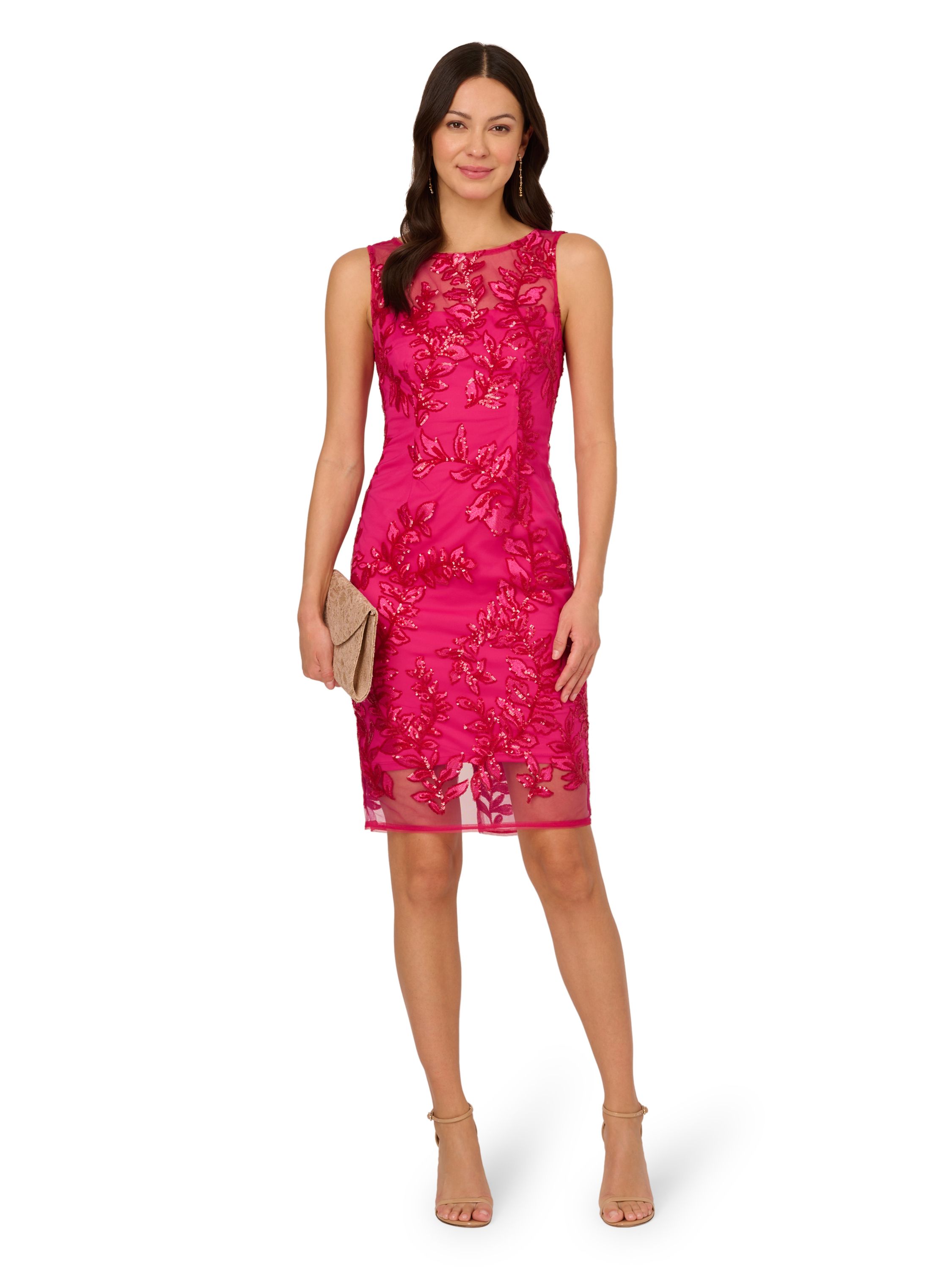 Adrianna Papell Sequin Leaf Sheath Dress