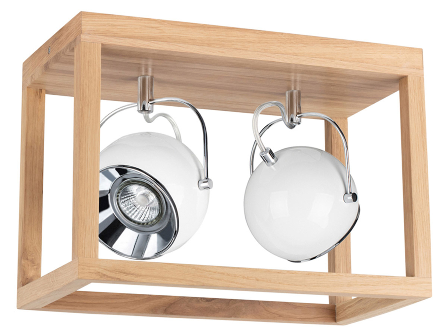 Lampa sufitowa Roy 2-punktowa drewniana beżowo-biała