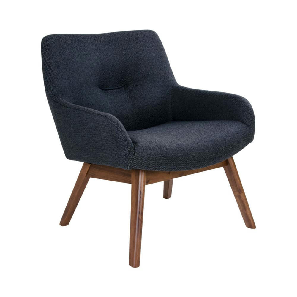 LONDON - Fauteuil en tissu et pieds en bois naturel gris foncé
