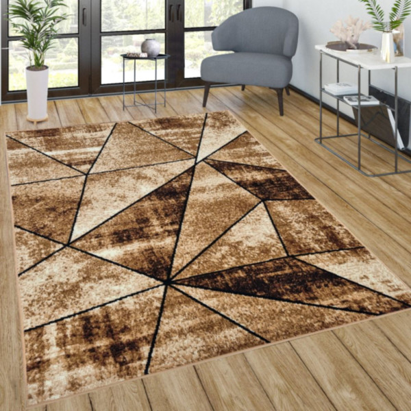 Dywan nowoczesny beżowy do salonu pokoju 012 - 70x130 cm - modny solidny