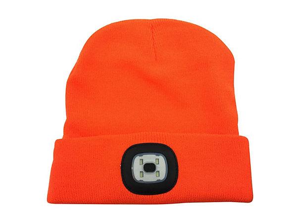 LIGHTHOUSE: Bonnet avec lampe frontale LED rechargeable. Orange