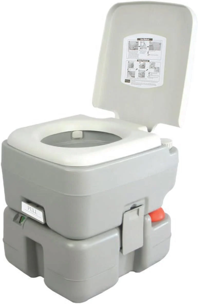 Portable Toilet with Carry Bag �C Indoor Outdoor Toilet with CHH Piston Pump  Level Indicator �C 5.3 Gallon Large Waste Tank �C 100-120 Flushes for RV, Camping, Hiking  Boating, SLCATL320(37cm x 41cm x 35cm/Gray/Portable Toilet)