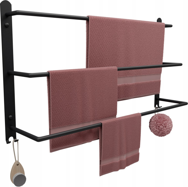 Wieszak Łazienkowy na ręczniki Ścienny Drabinka 60 cm POTRÓJNY Loft Czarny
