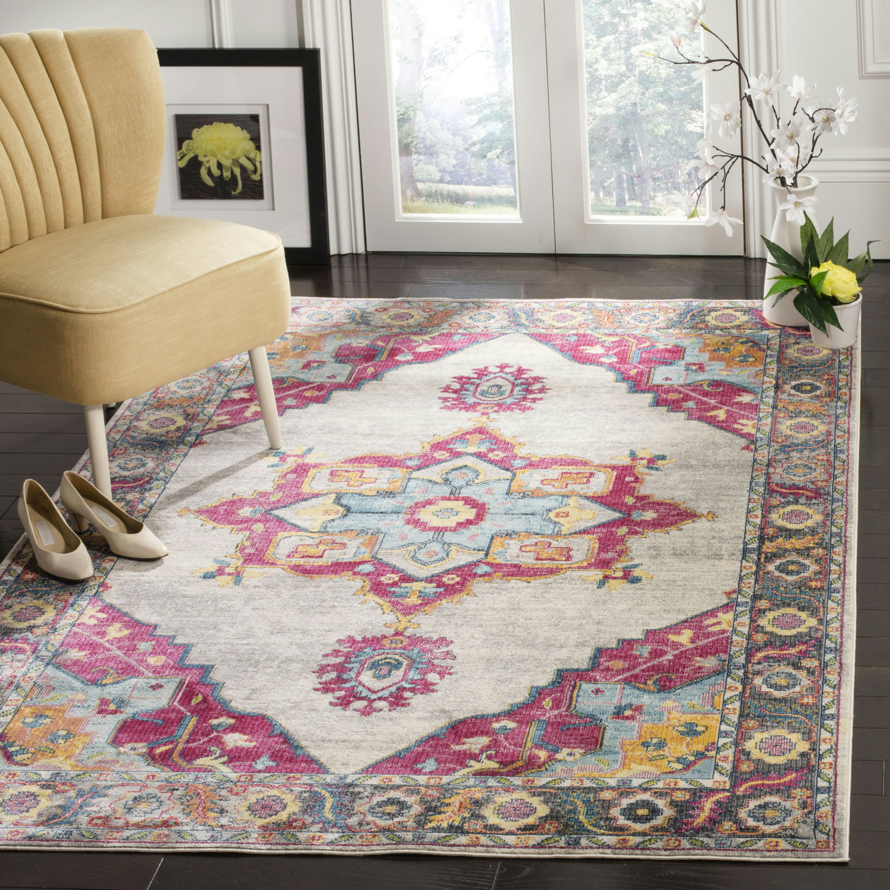 MERLOT - Tapis de salon interieur en crème & multicolore, 155 x 229 cm