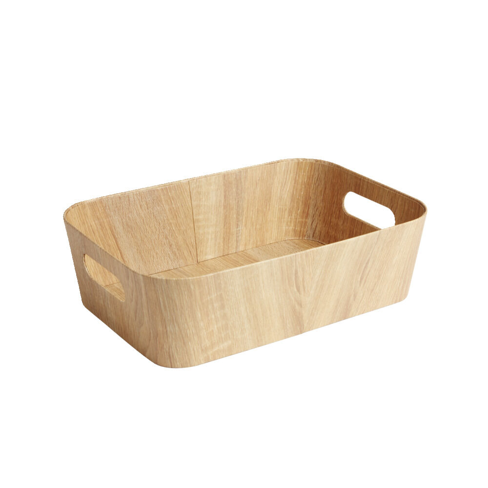 Panière carton et papier imitation bois 37x26xH11cm