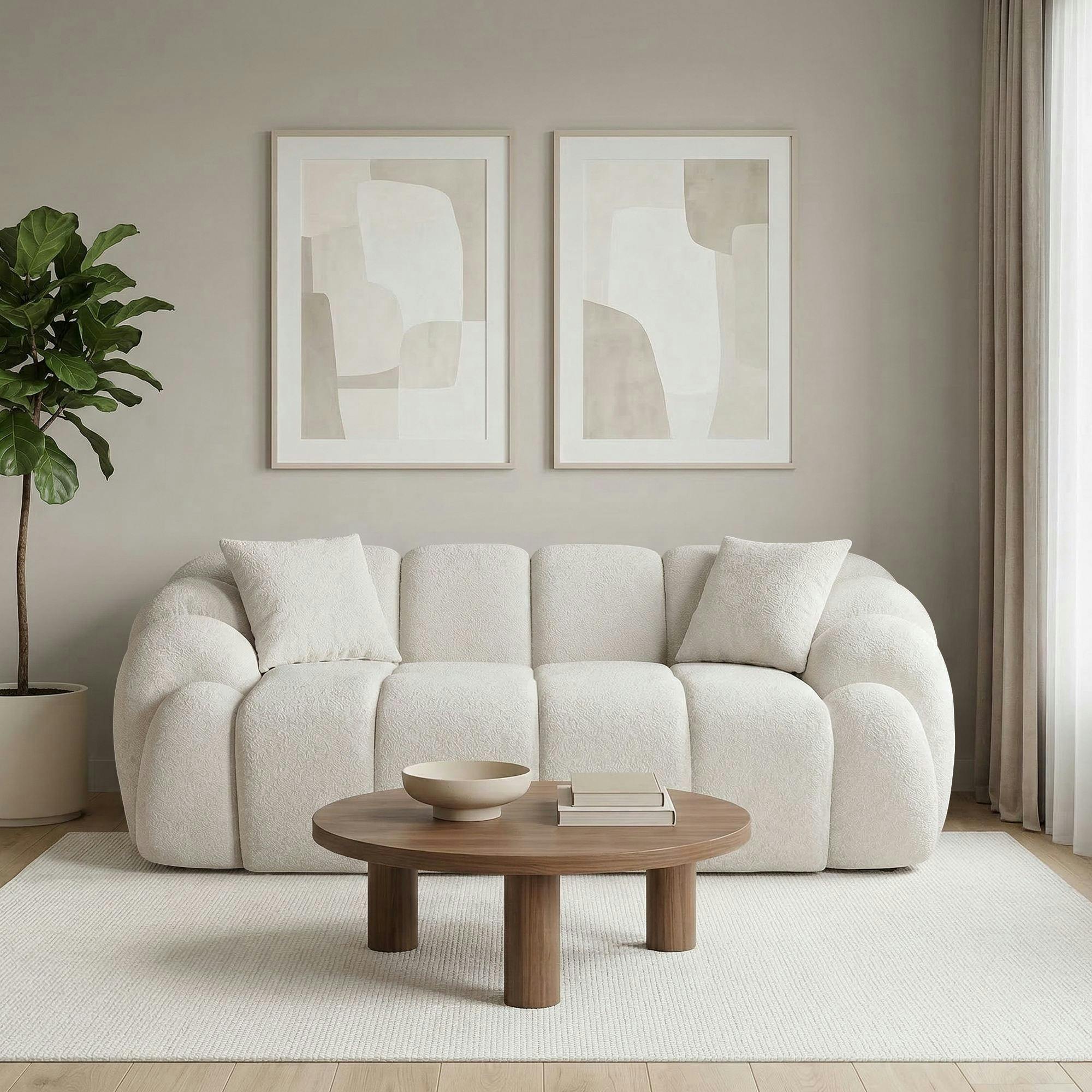 Canapé 2 places blanc écru design arrondi ONDA