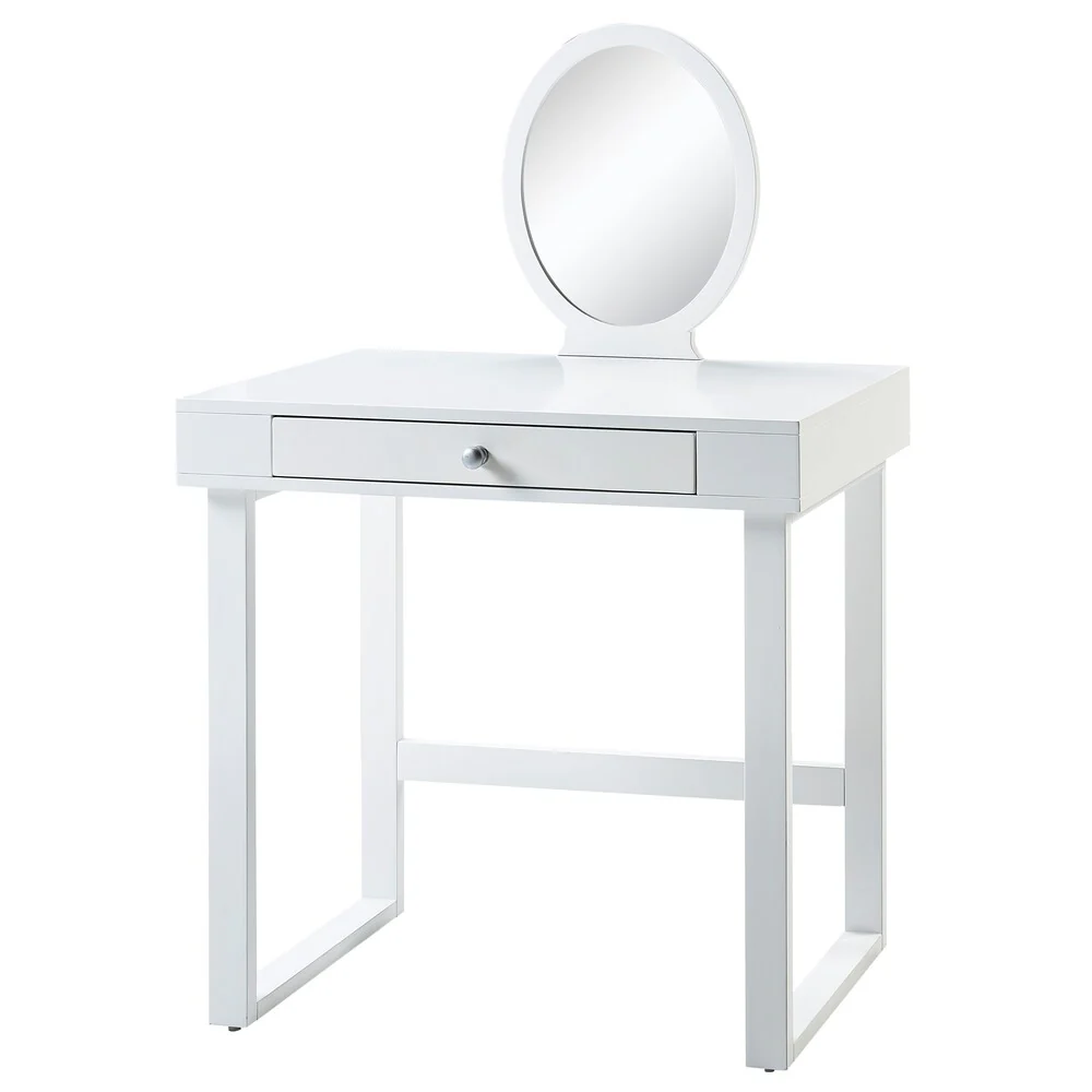 Versanora - Bellezza Kids Vanity W/Round Mirror - White