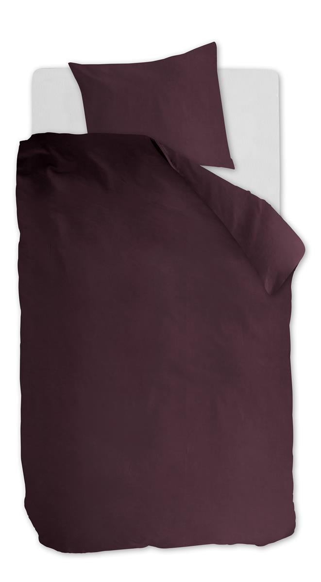 Ambiante Cotton Uni dekbedovertrek - Effen - Eenpersoons - 140x200/220 - Donker Rood