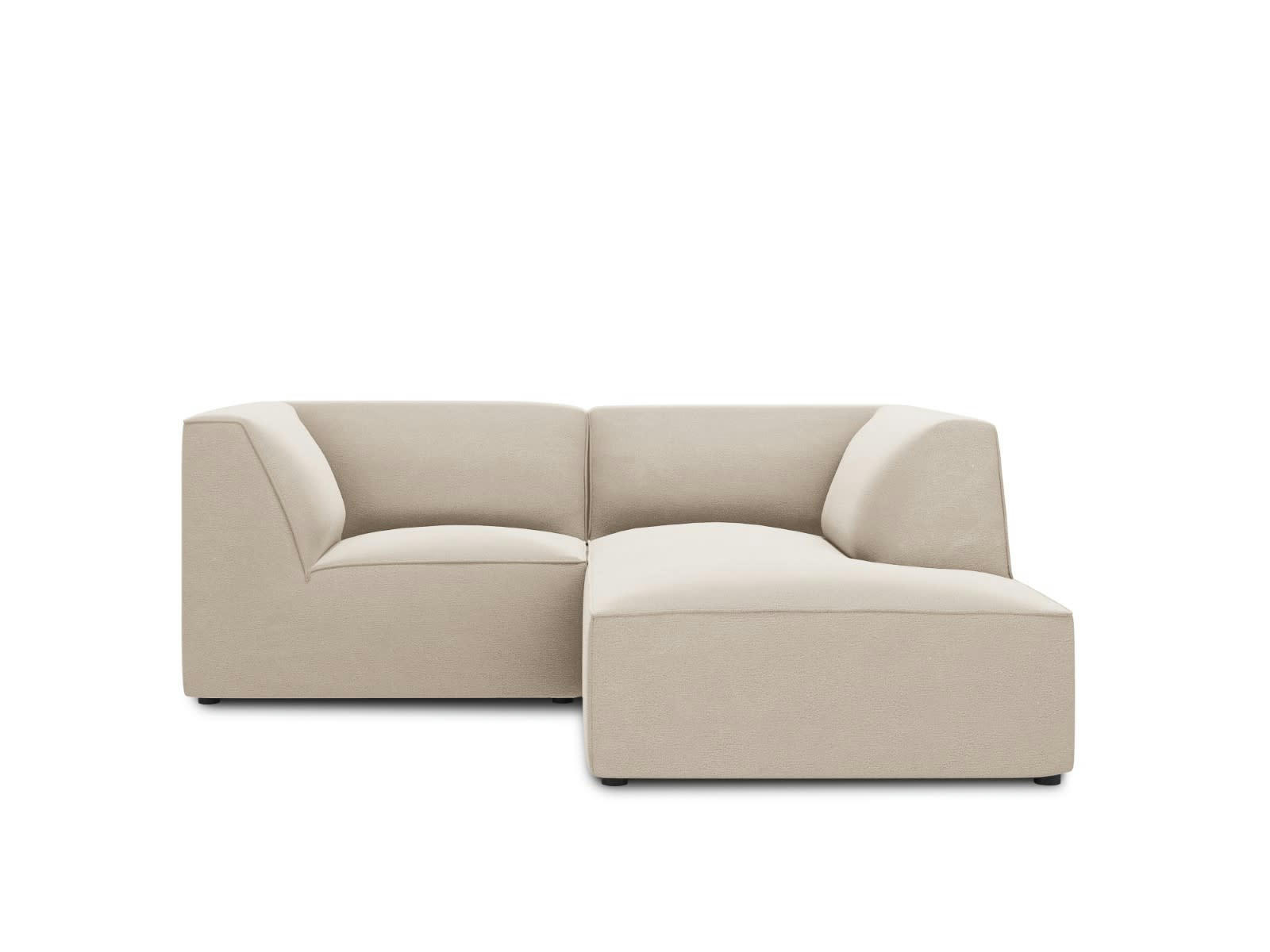 RUBY - Canapé d'angle droit 3 places en tissu velours beige