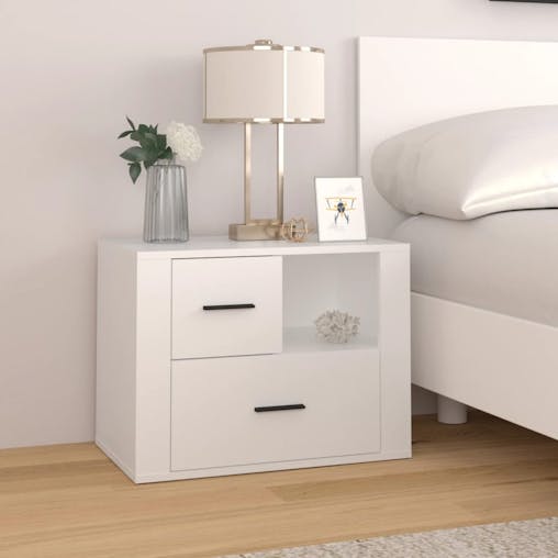 NNEVL Bedside Cabinet White 60x36x45 cm Engineered Wood