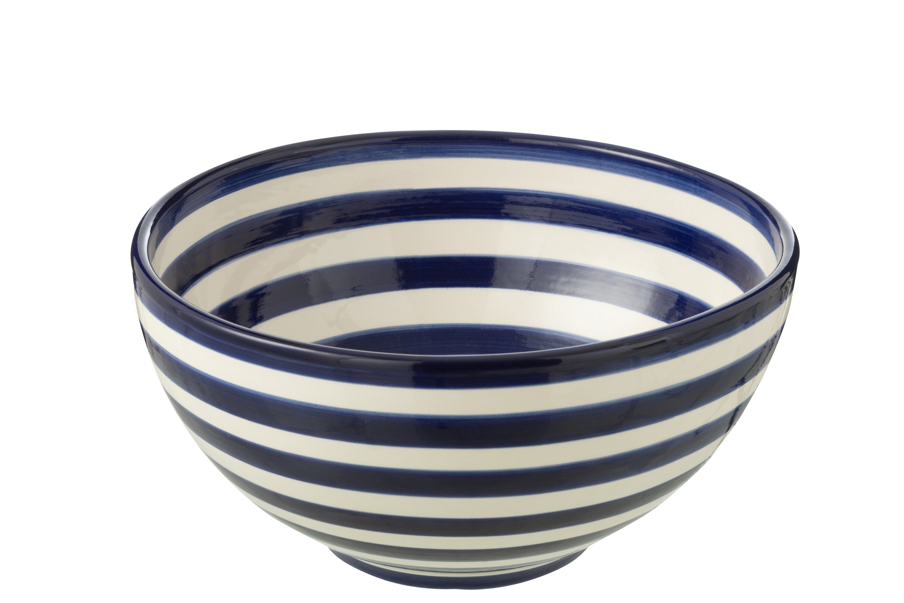 J-Line kom Granada Stripes High - keramiek - wit blauw - lar
