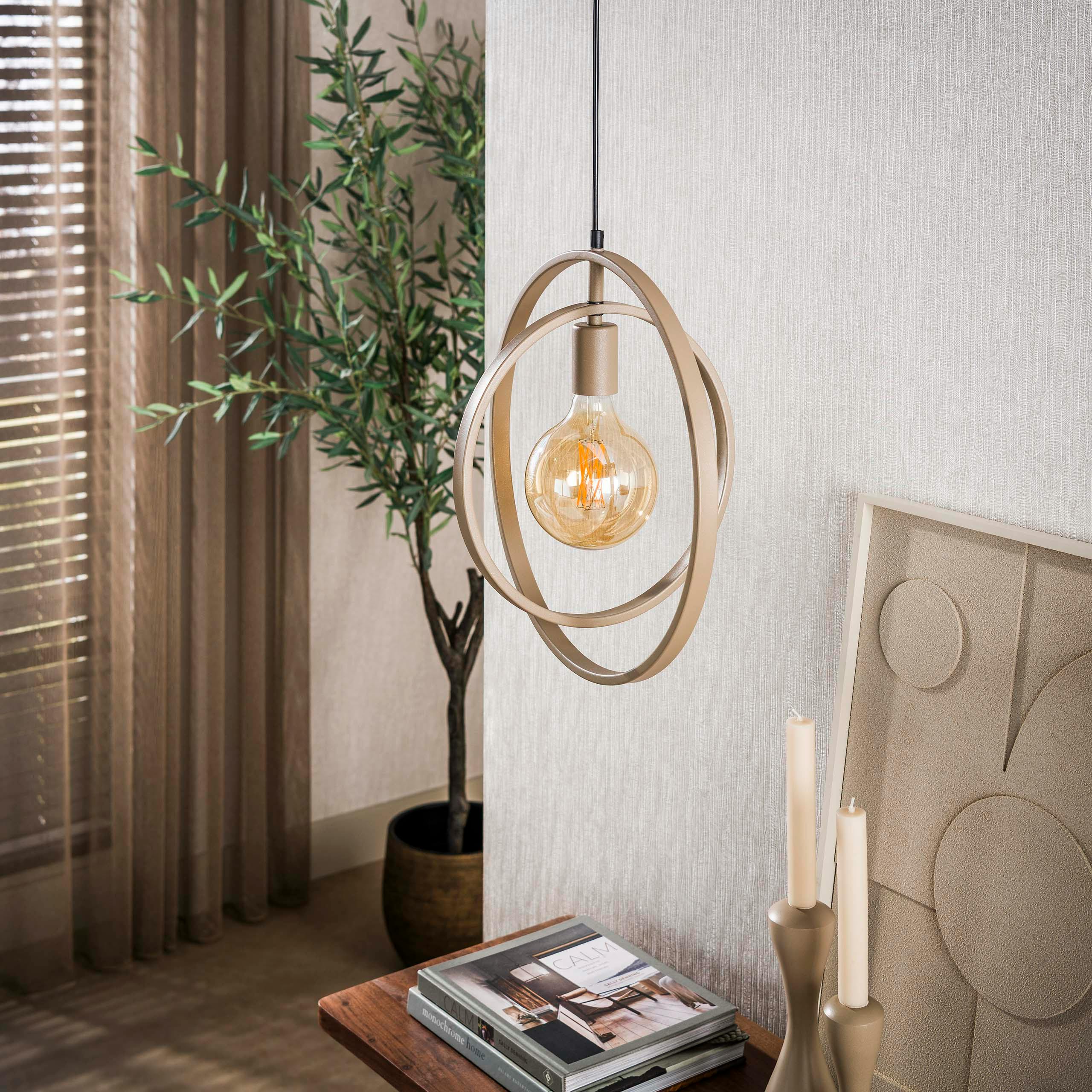 Suspension métal beige 1 anneau pivotant TRIBECA