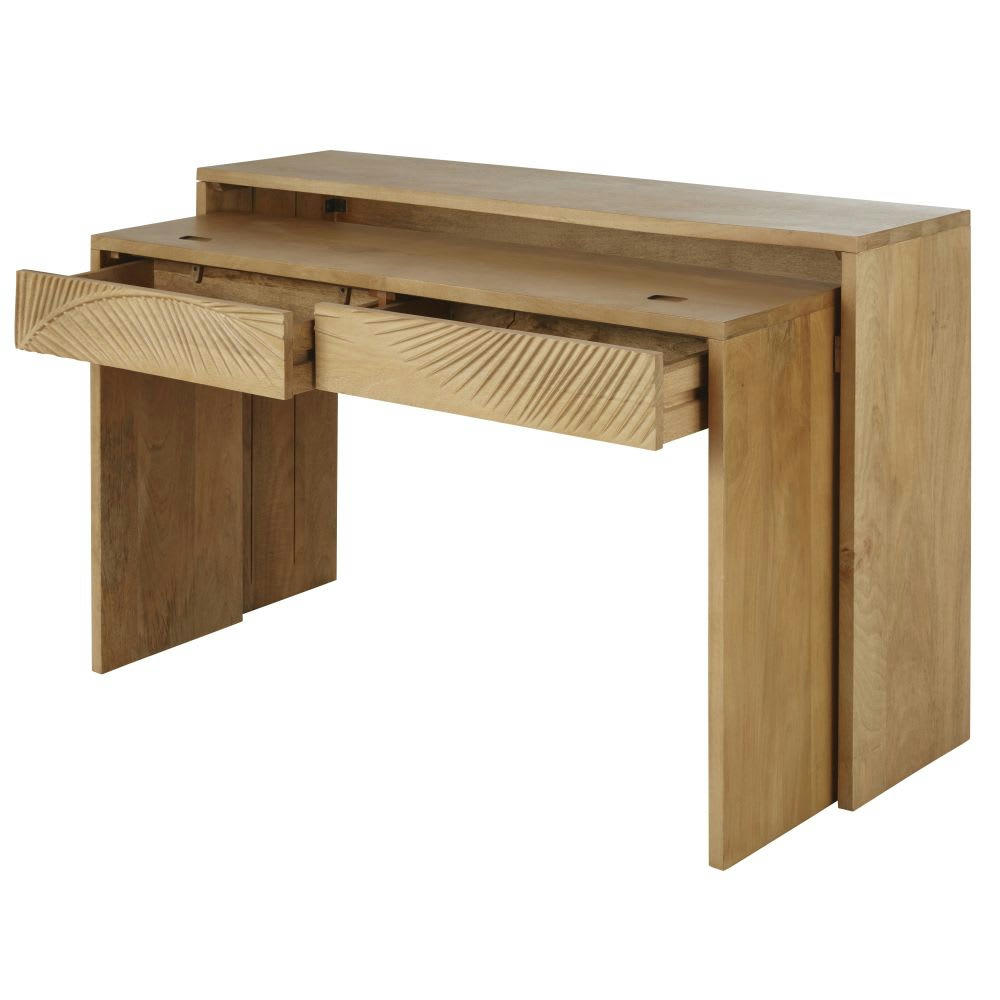 Tanzania - Bureau console 2 tiroirs en manguier massif