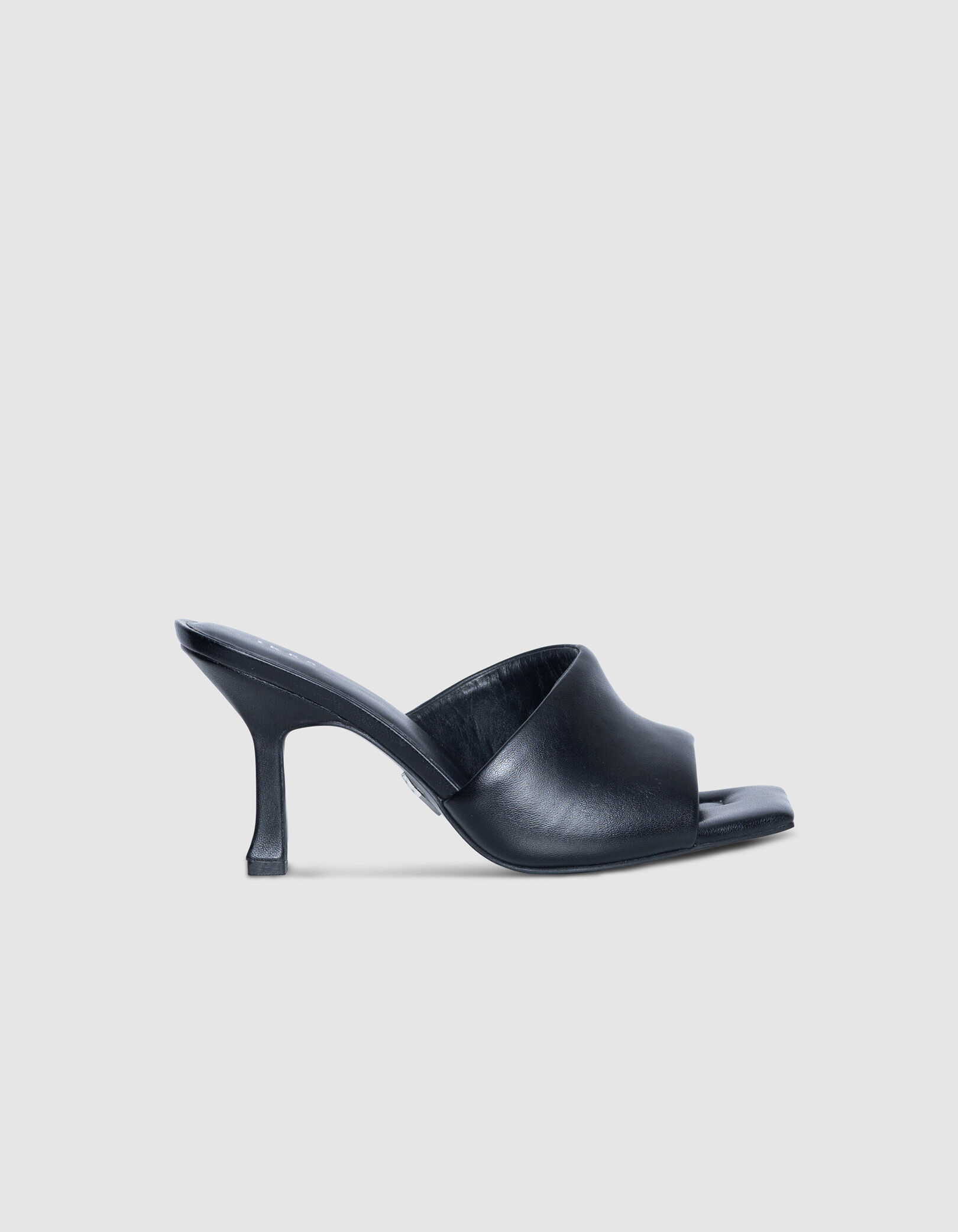 Mules à talon noires cuir puffer Femme