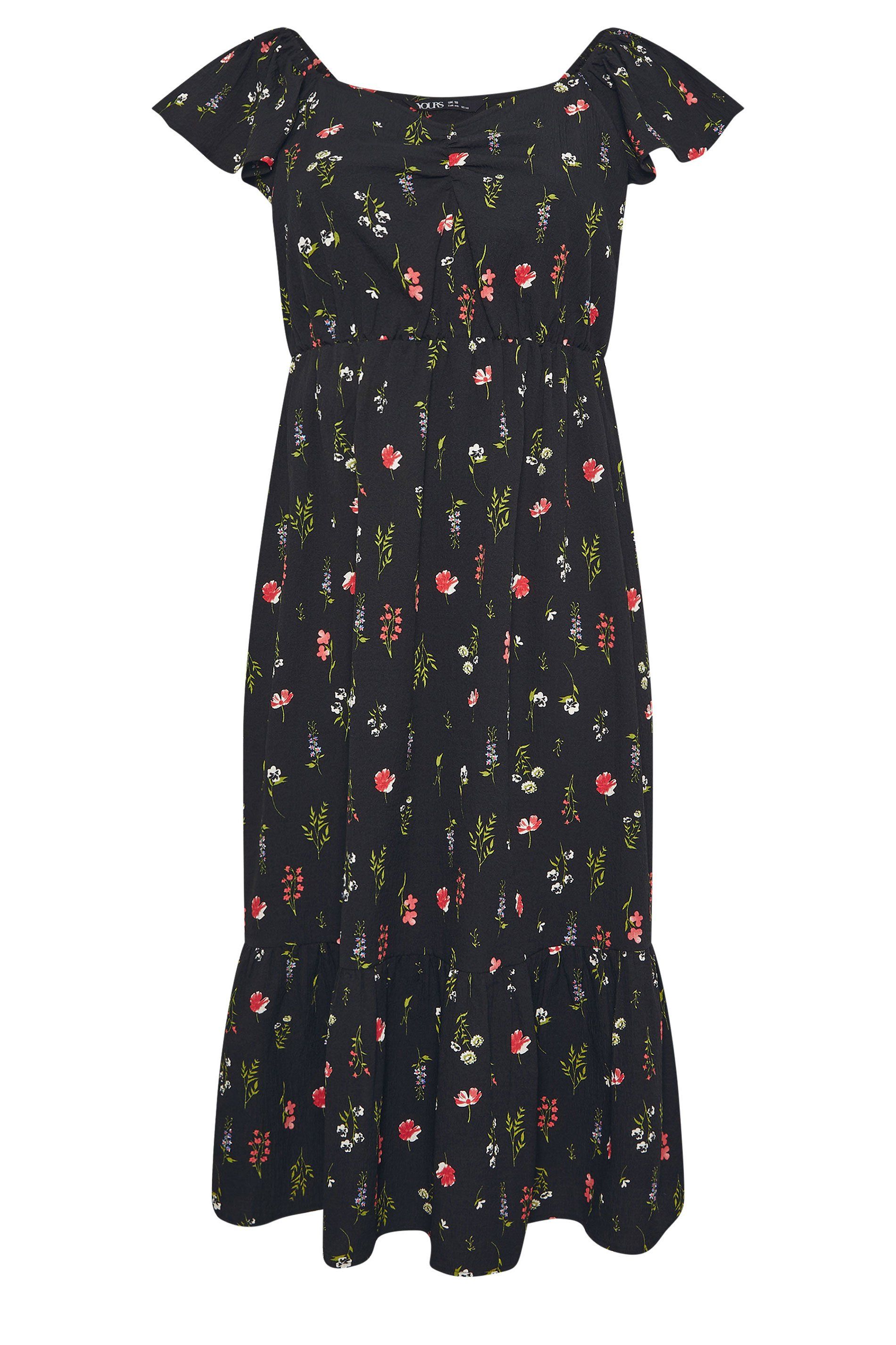 Yours Floral Ruched Midi Dress