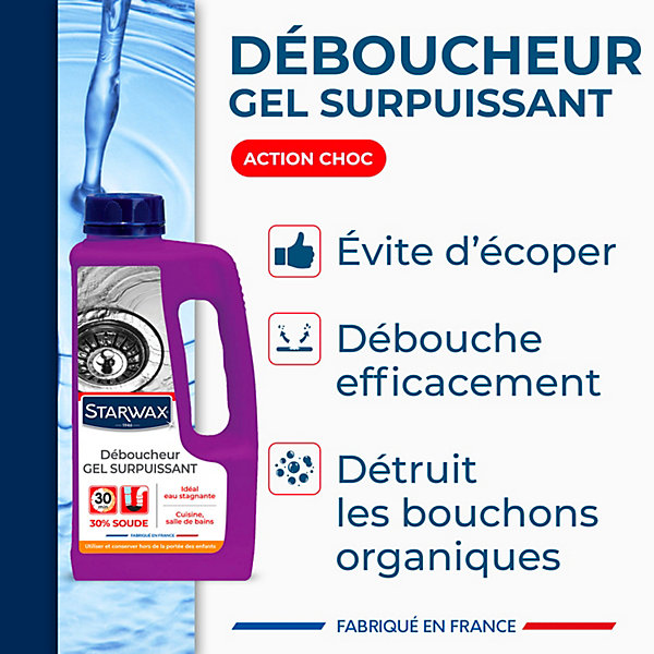 Déboucheur gel à la soude canalisations cuisine et salle de bains Starwax 1L