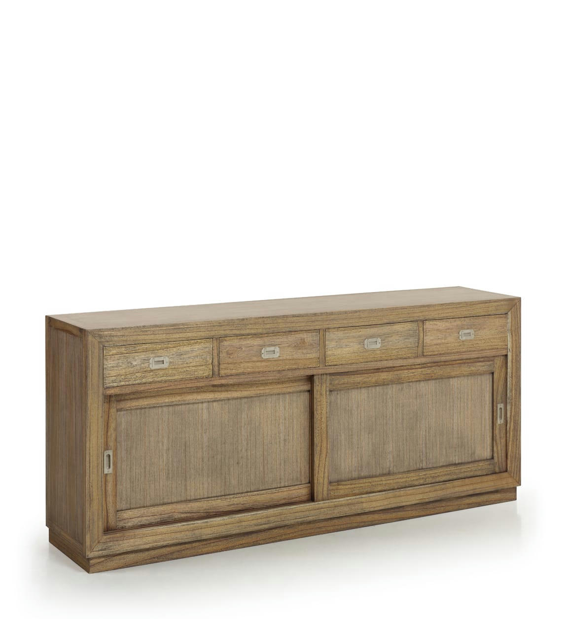 MERAPI - Buffet en bois de mindi beige 4 tiroirs 2 portes L200