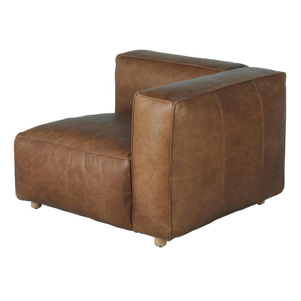 Neo John - Accoudoir droit en cuir marron