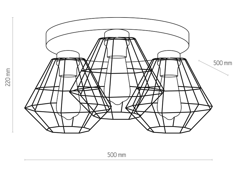 Lampa sufitowa Diamond New 3-punktowa metalowa biała