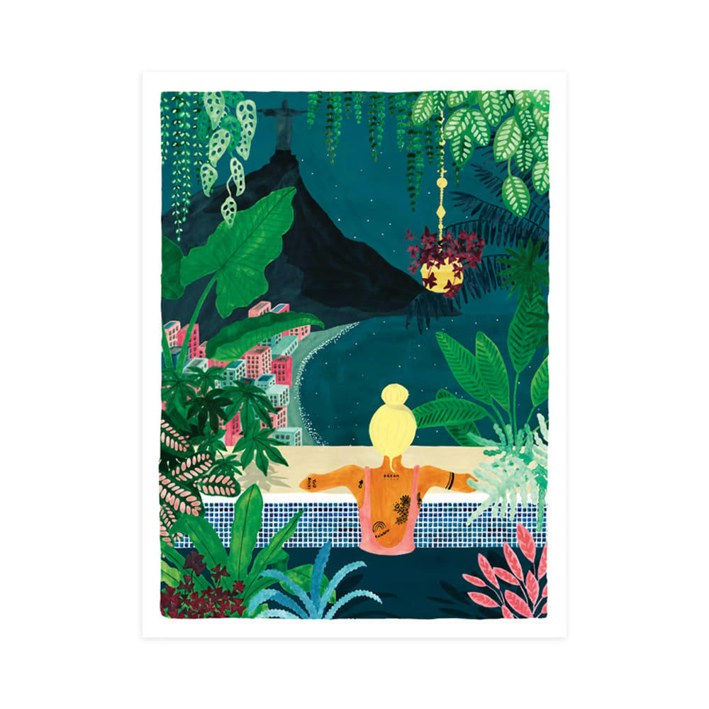 - Affiche illustrée de Rio au Brésil 30x40 cm