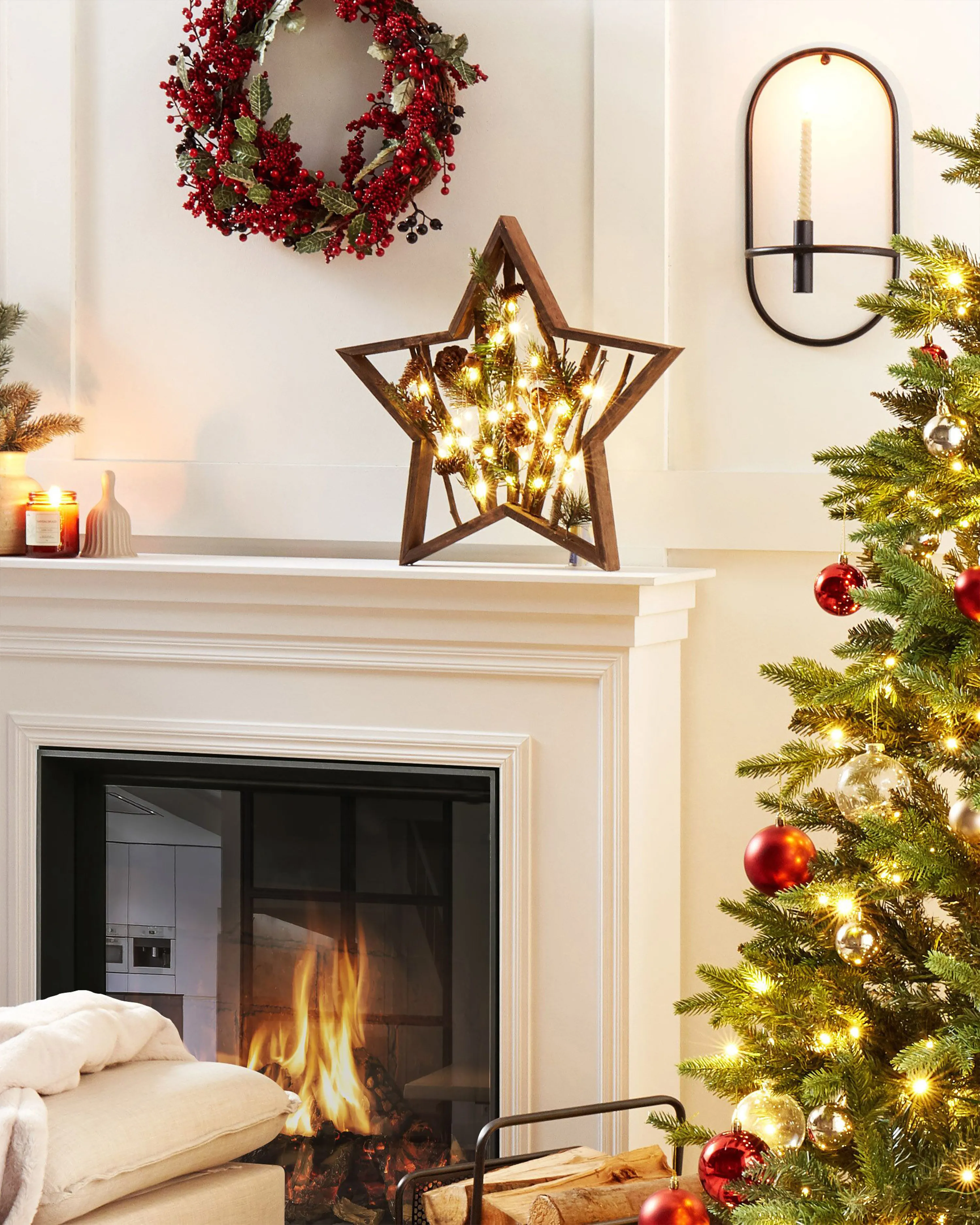 Christmas Decoration LED DOKKA Star 46 cm Brown