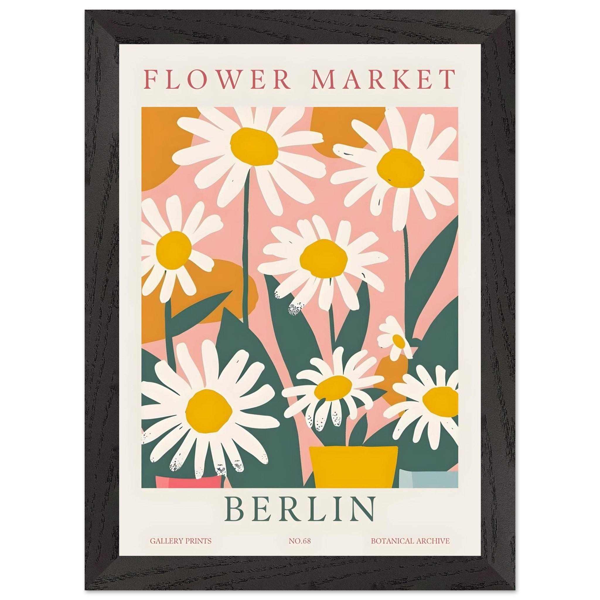 Artfulprints Poster met Lijst Flower market - Berlin II  - A4 21x29.7 cm - Meerkleurig