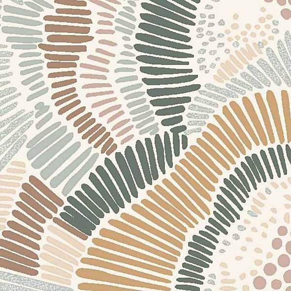 Papier peint vinyle intissé Dolce coquillage rose, vert L.1005 x l.53cm Lutèce