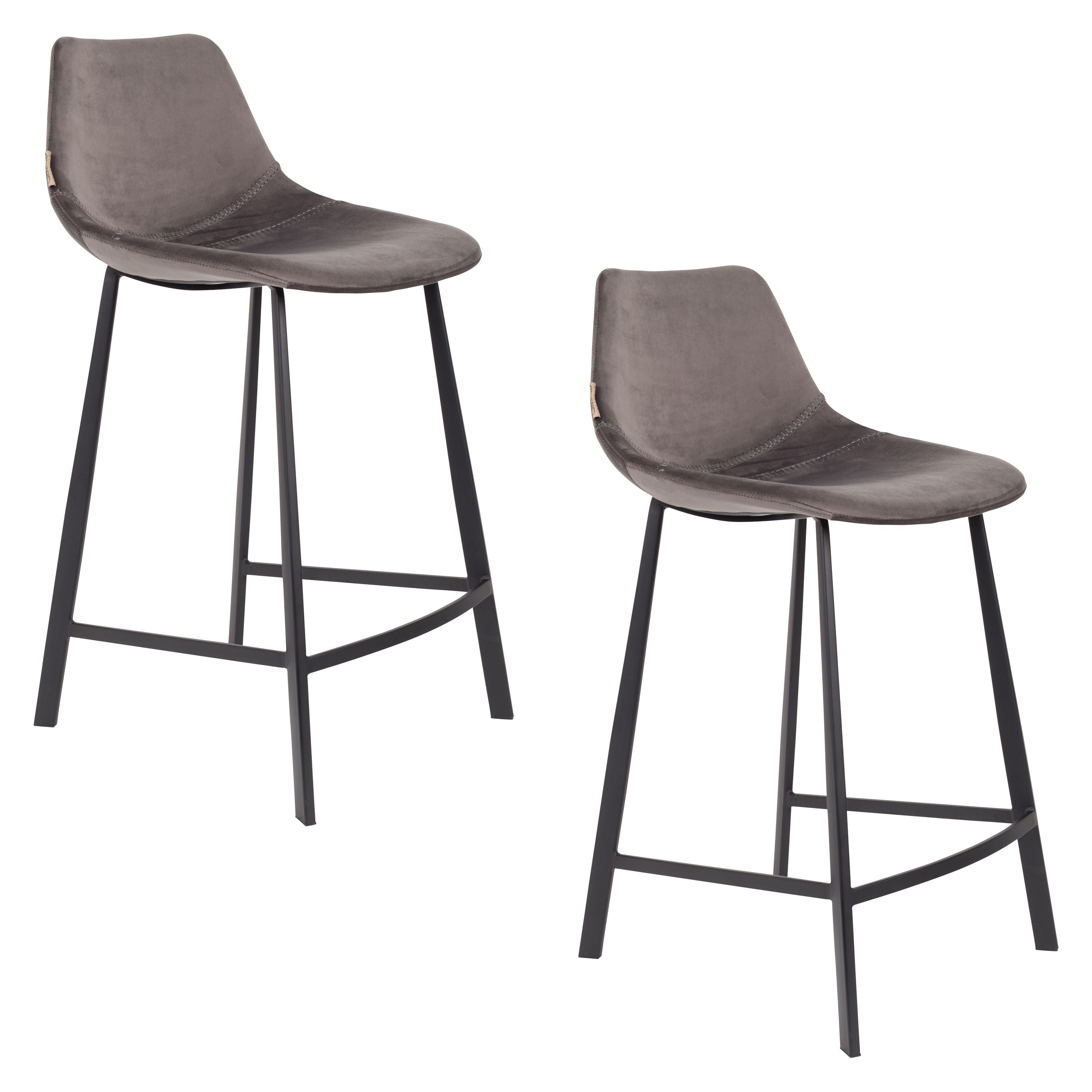 Dutchbone Franky Barkrukken rugleuning 65 cm Grijs - Set van 2