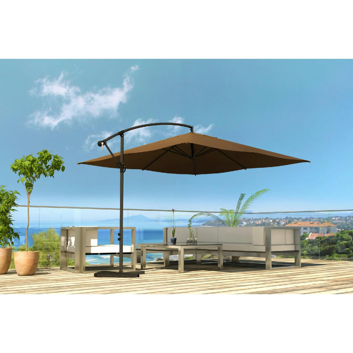 SOLENZARA - Parasol déporté 3 x 3 m chocolat