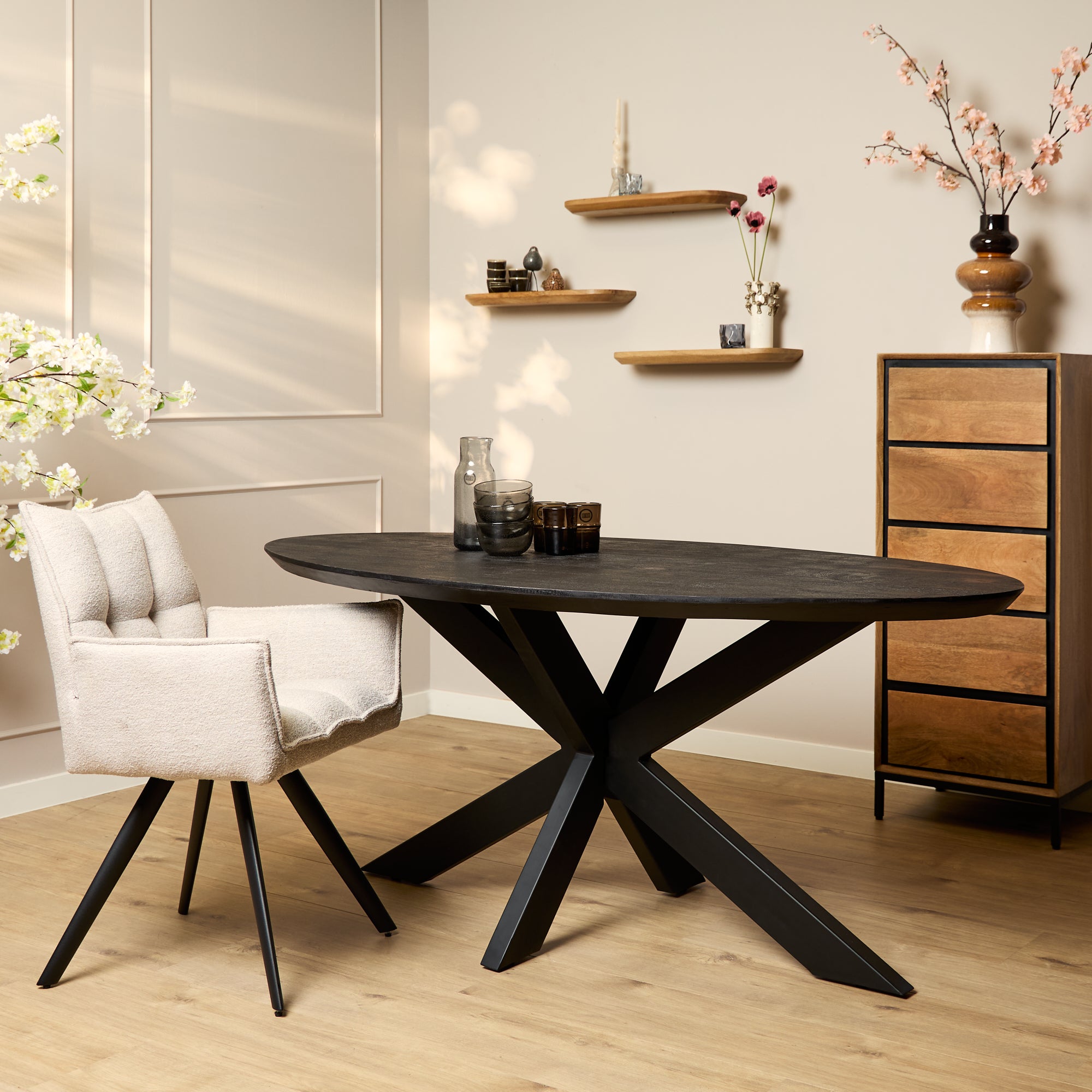 Starfurn eettafel Brandy - zwart - 90x180x76cm