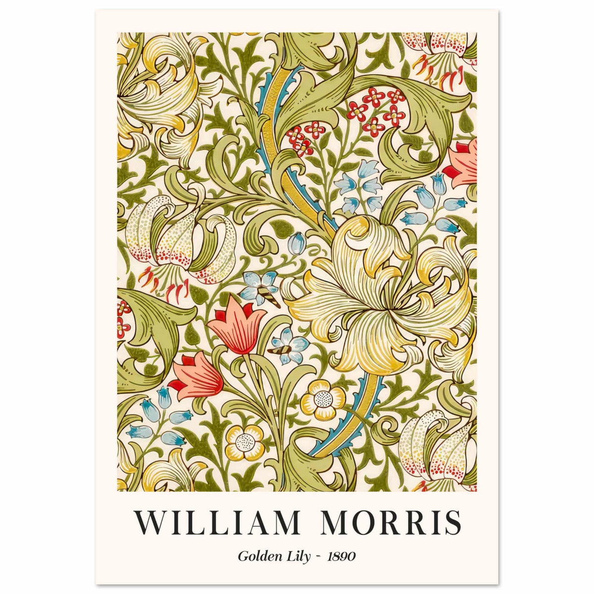 Artfulprints Poster William Morris - Golden lilly 1890  - 70x100 cm - Groen