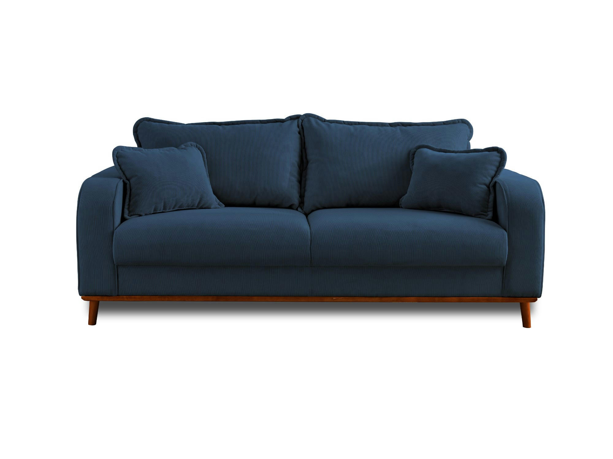 BILLIE - Canapé droit 3 places en velours côtelé bleu ardoise