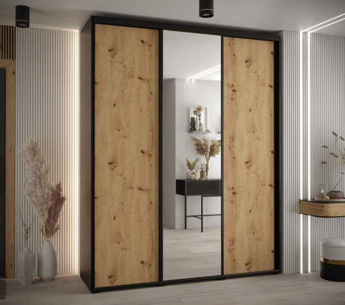 Szafa przesuwna 45 wysoka Davos 3 200 czarny artisan czarny