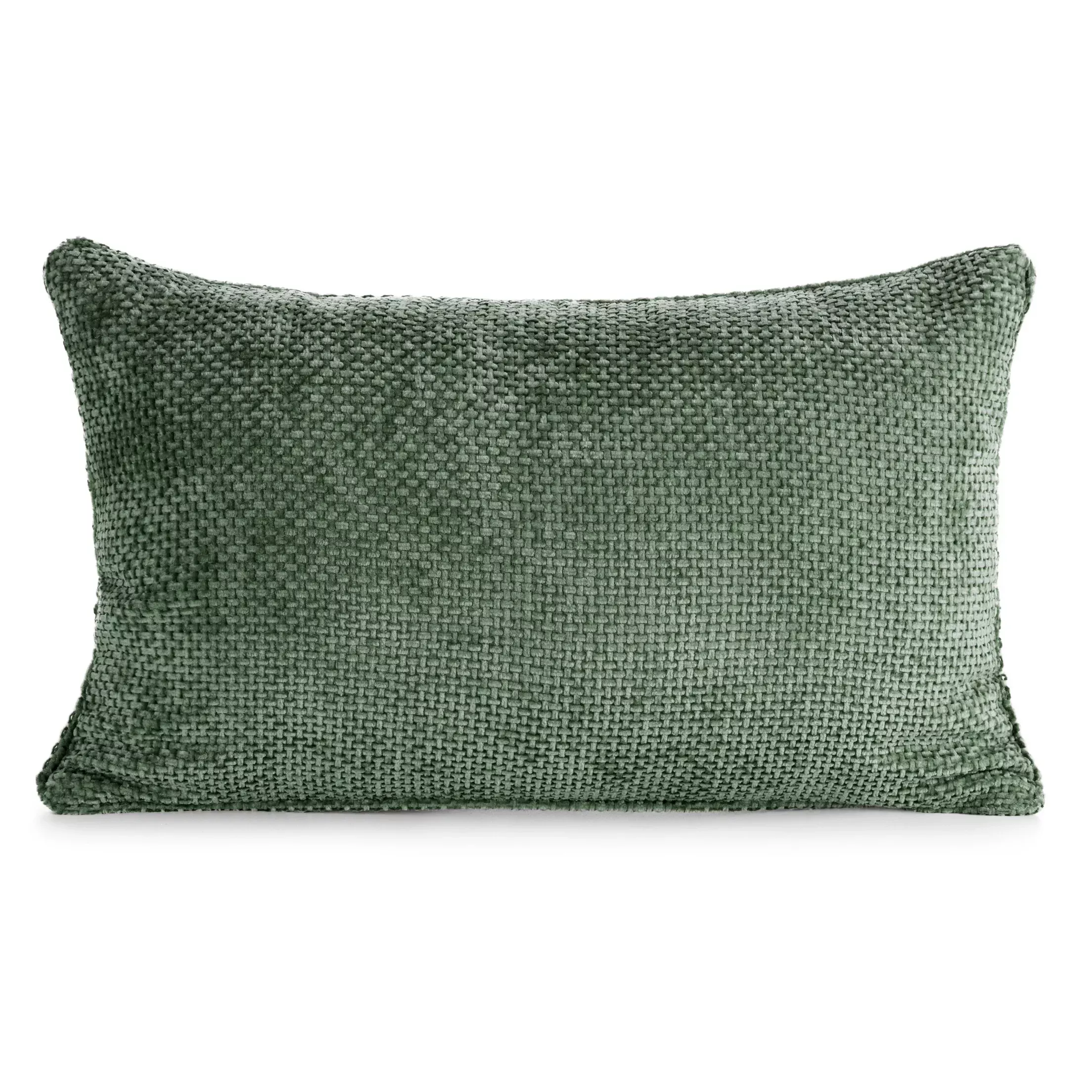 Poszewka na poduszkę 30x50 cm szenilowa z ozdobnym splotem ciemnozielona SZENIL 6